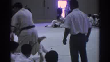 Temple City California (1966): Two Men Wearing White Compete In Indoor Karate