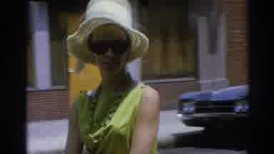 Los Angeles California-1967: Vintage Footage Of A Woman In A Lime Green Dress Carrying A Large Purse