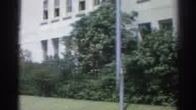 Los Angeles California (1967): Government Building Front Lawn With School Bus