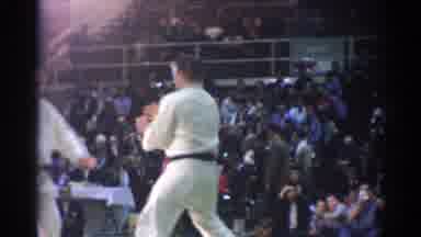 Los Angeles California (1967): Two Men Fighting Judo In The Gym With Many Viewers