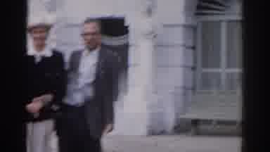 Moscow Russia (1968): Elderly Couple Happily Approaching Courtyard Of Statues To