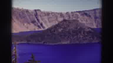 Crater Lake Oregon-1937: Panoramic View Of Wizard Island With Surrounding Caldera Walls