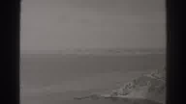 Long Beach California (1937): View Of Snow Covered Mountain And Sea On A Cloudy