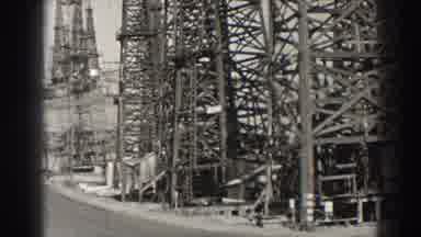 Long Beach California (1937): Early Oil Rigs With A Pump In The Background