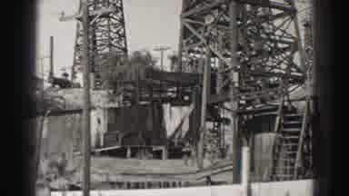 Long Beach California (1937): Industrial Piston Digs Through Ground In Industrial