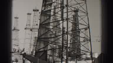 Long Beach California (1937): Tall Oil Tower Captured On Black And White Film At