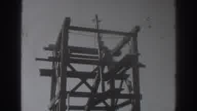 Sacramento California (1937): Man Places Two By Four On Top Of Tower With Crucifix