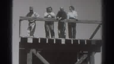 Sacramento California (1937): Four People Standing On Wooden Platform On A Bright