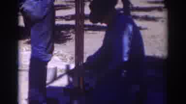 Sacramento California (1937): Men Working To Install A Pole Or Pipe