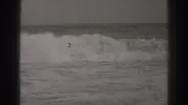 Santa Cruz California (1937): View Of Large Surf Waves On A Bright Sunny Day