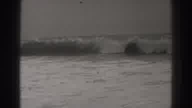 Santa Cruz California (1937): View Of Crashing Ocean Water Waves On A Clear Day