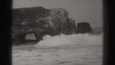 Santa Cruz California (1937): Black And White Image Seaside Big Rocks Wild Waves