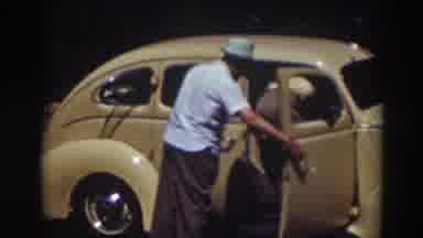 Truckee California (1937): Man Closing Door Of Car Walking Away And Front View Of