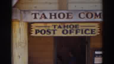 Truckee California (1937): Post Office Building With A Brown Wall And Person