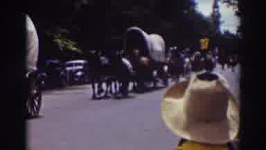 Truckee California (1937): Horse Drawn Covered Wagon Parade