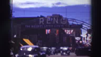 Truckee California (1937): View Of Arched Reno Entrance Sign On A Clear Day