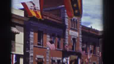 Truckee California (1937): Buildings Display Multiple Flags Including The United