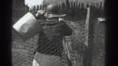 Vacaville California (1937): Old Homestead Farmer Fixing A Chicken Wire Fence