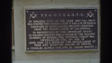 Virginia City California (1937): View Of Bronze And Brown Masonic Memorial