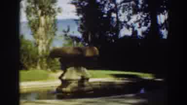 Virginia City California (1937): View Of Yellow Sculpture In Reflection Pool On A