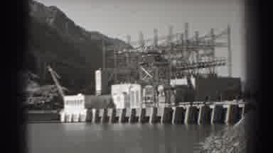 Bonneville Dam Oregon (1938): Buildings Under Construction On A Dreary Gray Day