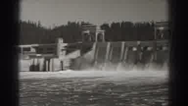Bonneville Dam Oregon (1938): View Of Dam Releasing Water On A Clear Sunny Day