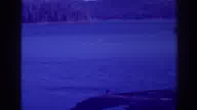 Bucks Lake California (1938): Sail Boat Crosses Lake Near Dam With Person Watching