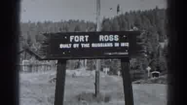 Fort Ross California (1938): Landmark Sign To Fort Ross In Black And White Film