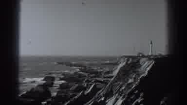 Fort Ross California (1938): Lighthouse In The Distance On Cliff With Ocean Waves