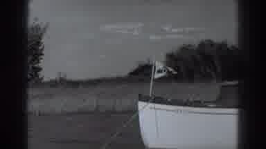 Fort Ross California-1938: Seaside Docking Anchor Down High Tide Small White Boat