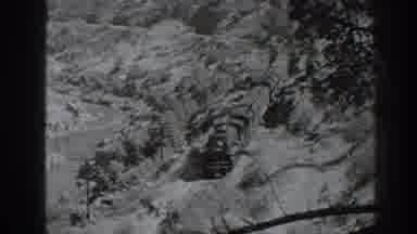 Oroville California (1938): Aerial View Of Train Traveling Through Snow Covered