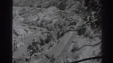 Oroville California (1938): View Of Train Traveling On Tracks Running Alongside Of