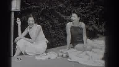 Southhampton New York (1937): Smoking Tanning Laughing Friends Dress Bathing suit