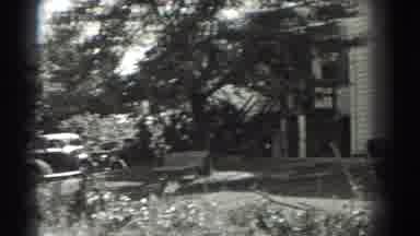Southhampton New York (1937): Garden With Bushes And Trees Near House With A Car