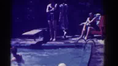 Southhampton New York (1937): People Swimming In Pool While Others Walk Or Sit