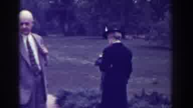 Atlantic City New Jersey (1938): Old Woman Taking A Walk In The Garden