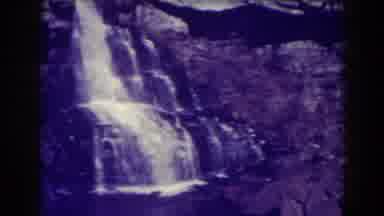 Blackwater Falls West Virginia (1938): Waterfall On Rocky Cliff side Next To A
