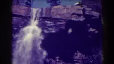 Blackwater Falls West Virginia (1938): A Pair Of Waterfalls Over Black Rocks On A