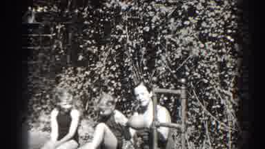 Cumberland Maryland (1938): Three Girls Sitting On Bench On A Bright Sunny Day