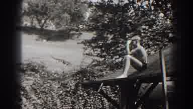 Cumberland Maryland (1938): Young Boy Contemplating Whether Or Not To Get Down