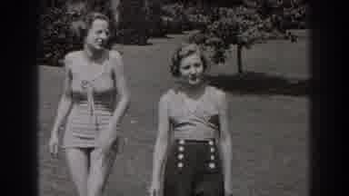 New Jersey (1938): Two Women Wearing Short Skirts Walking While Smiling And A