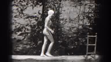 New Jersey (1938): Girl Wearing Swimming Clothes Using Stairs To Enter The Pool