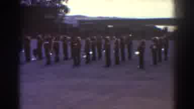Quebec (1938): Marching Band Sync Lined Up Red Show Old