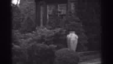 Winchester Maryland (1938): Vase Vine Bushes Building Brick Windows Sunset View