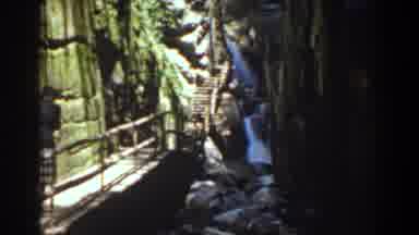 Mount Washington New Hampshire (1939): View Of Waterfall And Wooden Bridge On A
