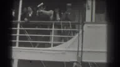 San Francisco California (1939): Well-Dressed People Saying Goodbye Cheerfully On