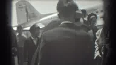 San Francisco California (1939): Man Shaking Hands With People Outside An Airplane
