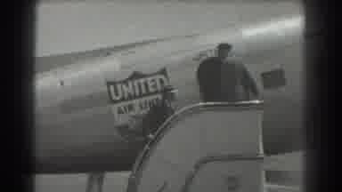 San Francisco California (1939): Person Climbs Exterior Stairs To United Airlines