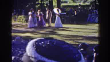 Florida (1941): A Group Of People Dressed Up And Wearing Fancy Hats Gather Outside