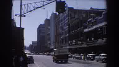 Brisbane Australia (1967): Busy Traffic Pedestrians Water Fountain And Church
